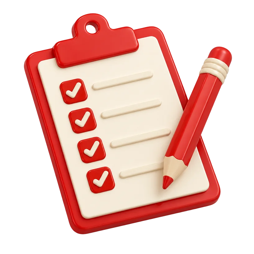 Clipboard with a checklist and pencil